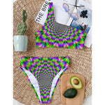Neon Psychedelic Optical Illusion One Shoulder Bikini Top