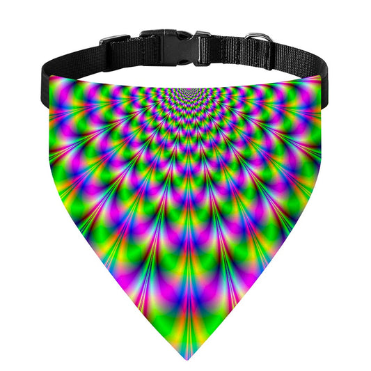 Neon Psychedelic Optical Illusion Over The Collar Dog Bandana