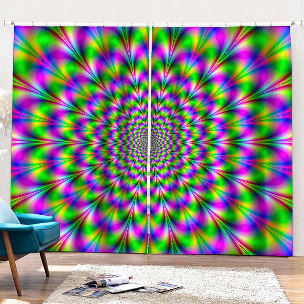 Neon Psychedelic Optical Illusion Pencil Pleat Curtains