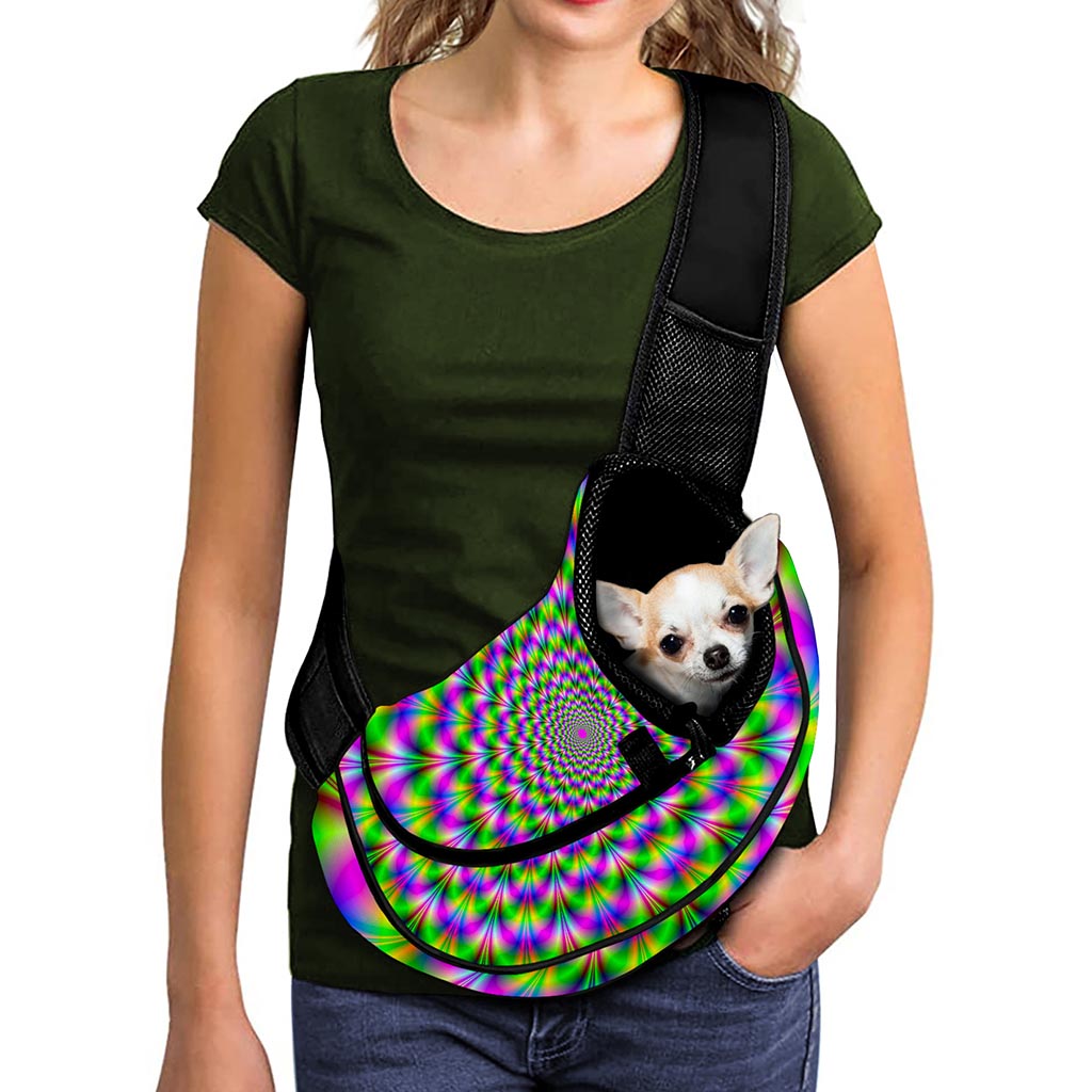 Neon Psychedelic Optical Illusion Pet Sling Carrier