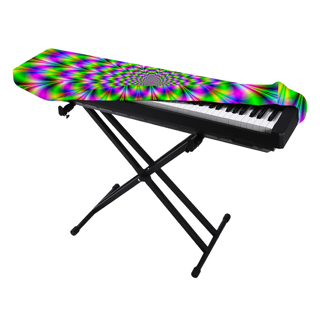 Neon Psychedelic Optical Illusion Piano Keyboard Cover