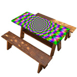 Neon Psychedelic Optical Illusion Picnic Table Cover