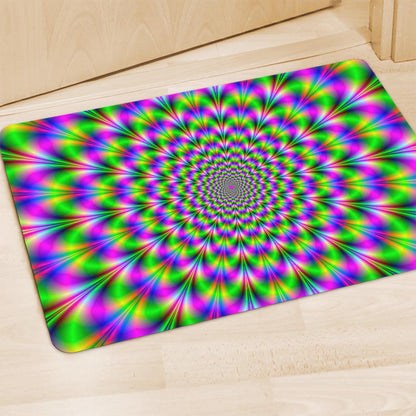 Neon Psychedelic Optical Illusion Polyester Doormat
