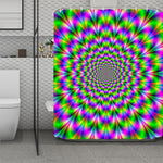 Neon Psychedelic Optical Illusion Polyester Shower Curtain