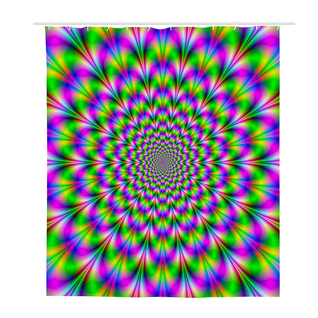 Neon Psychedelic Optical Illusion Polyester Shower Curtain