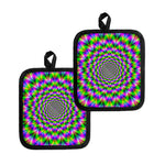 Neon Psychedelic Optical Illusion Pot Holders