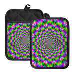 Neon Psychedelic Optical Illusion Pot Holders With Pocket