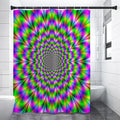 Neon Psychedelic Optical Illusion Premium Shower Curtain