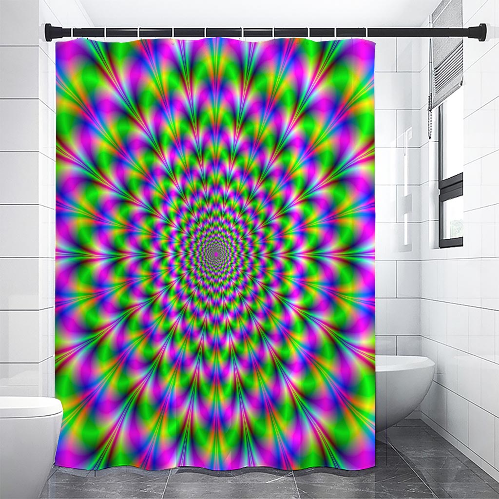 Neon Psychedelic Optical Illusion Premium Shower Curtain
