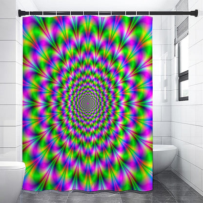 Neon Psychedelic Optical Illusion Premium Shower Curtain