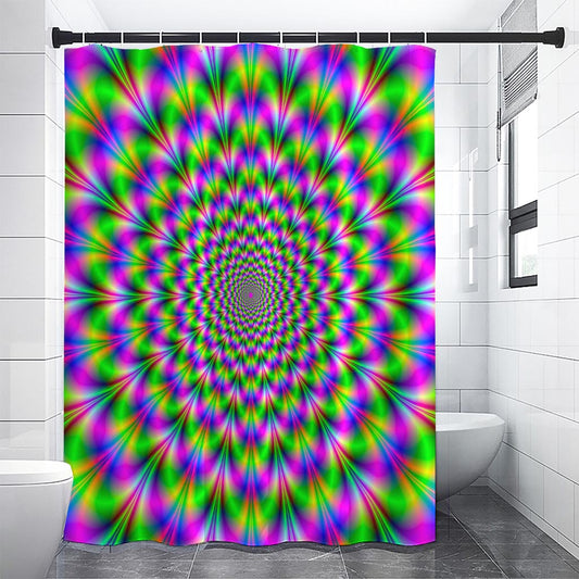 Neon Psychedelic Optical Illusion Premium Shower Curtain