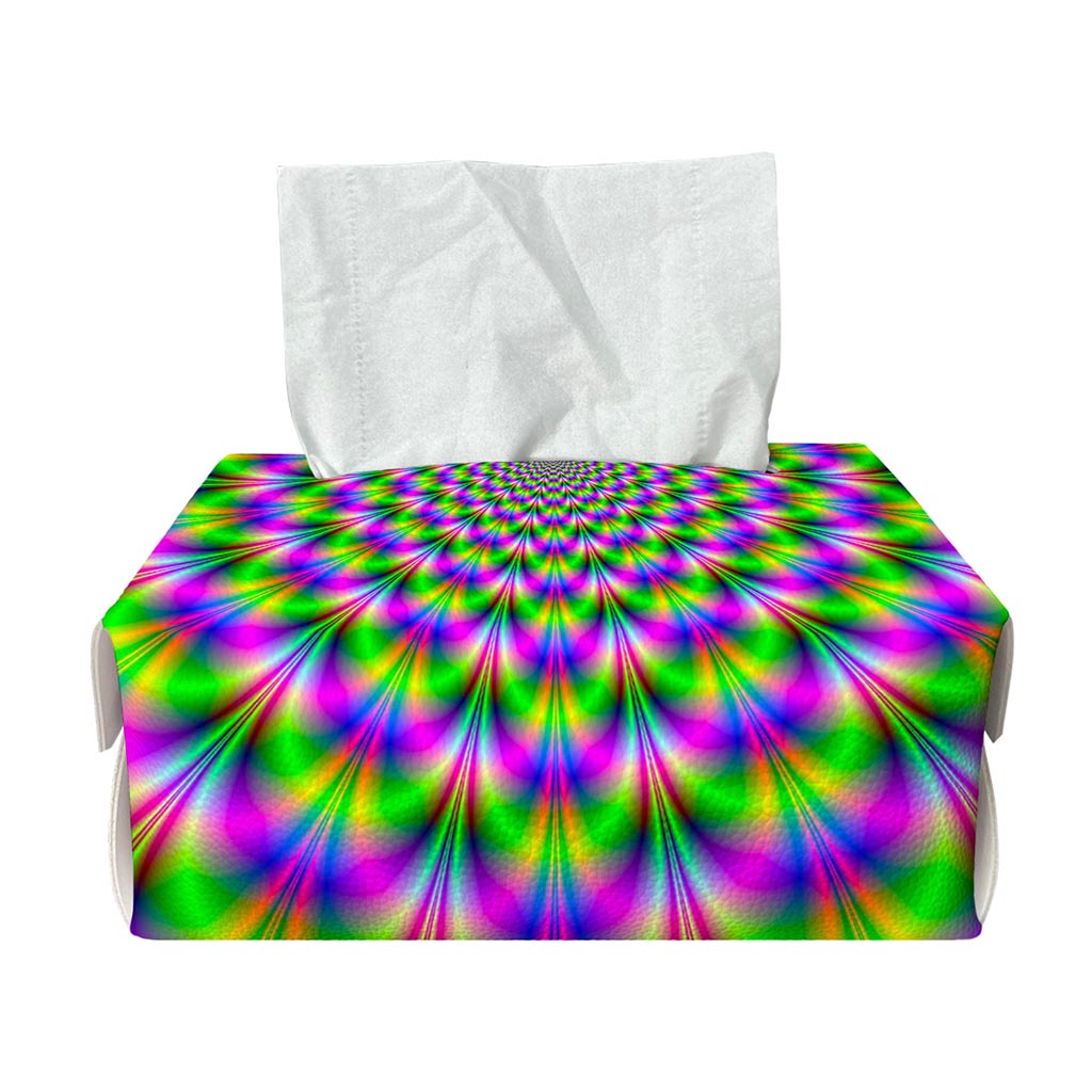 Neon Psychedelic Optical Illusion Rectangle Tissue Box Cover