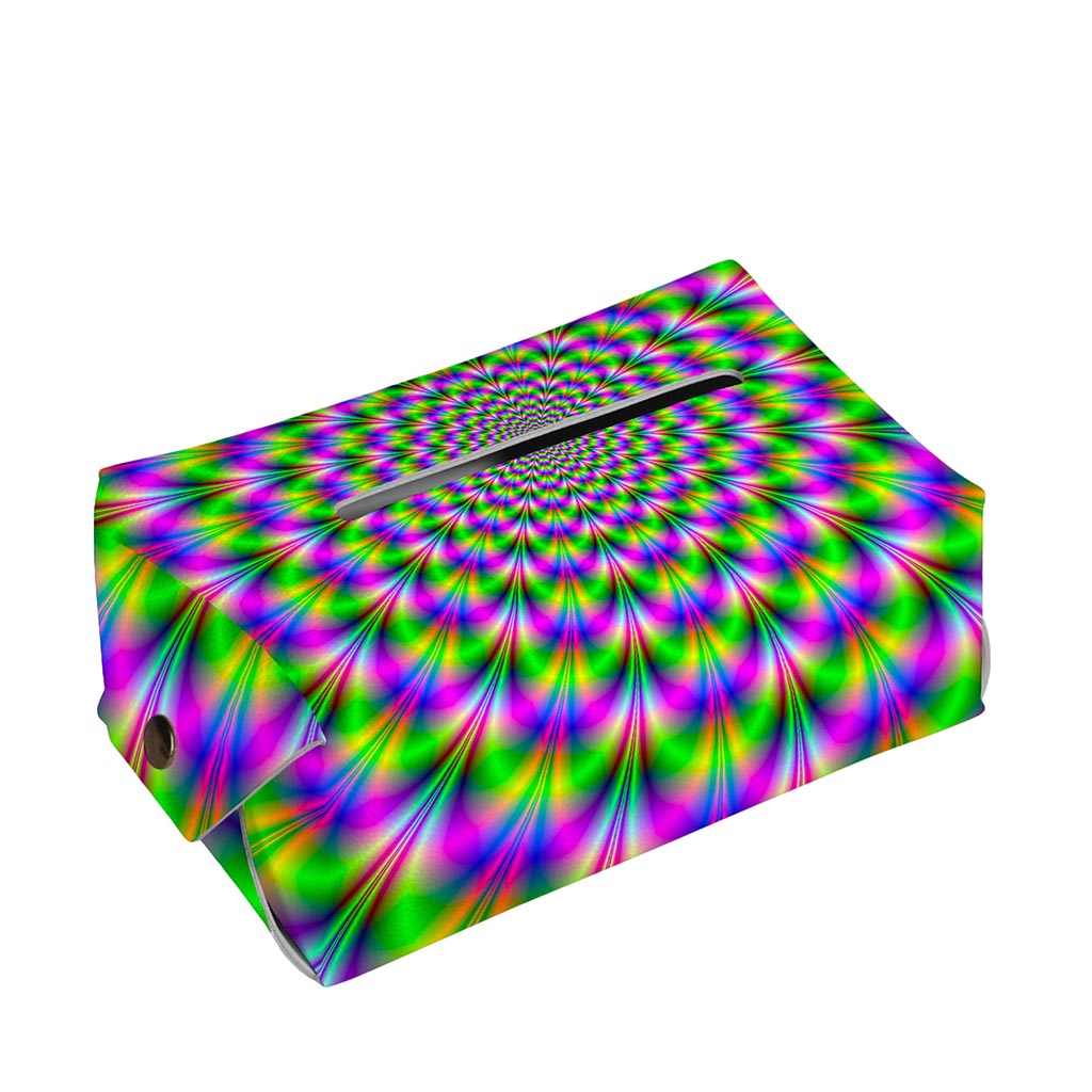 Neon Psychedelic Optical Illusion Rectangle Tissue Box Cover