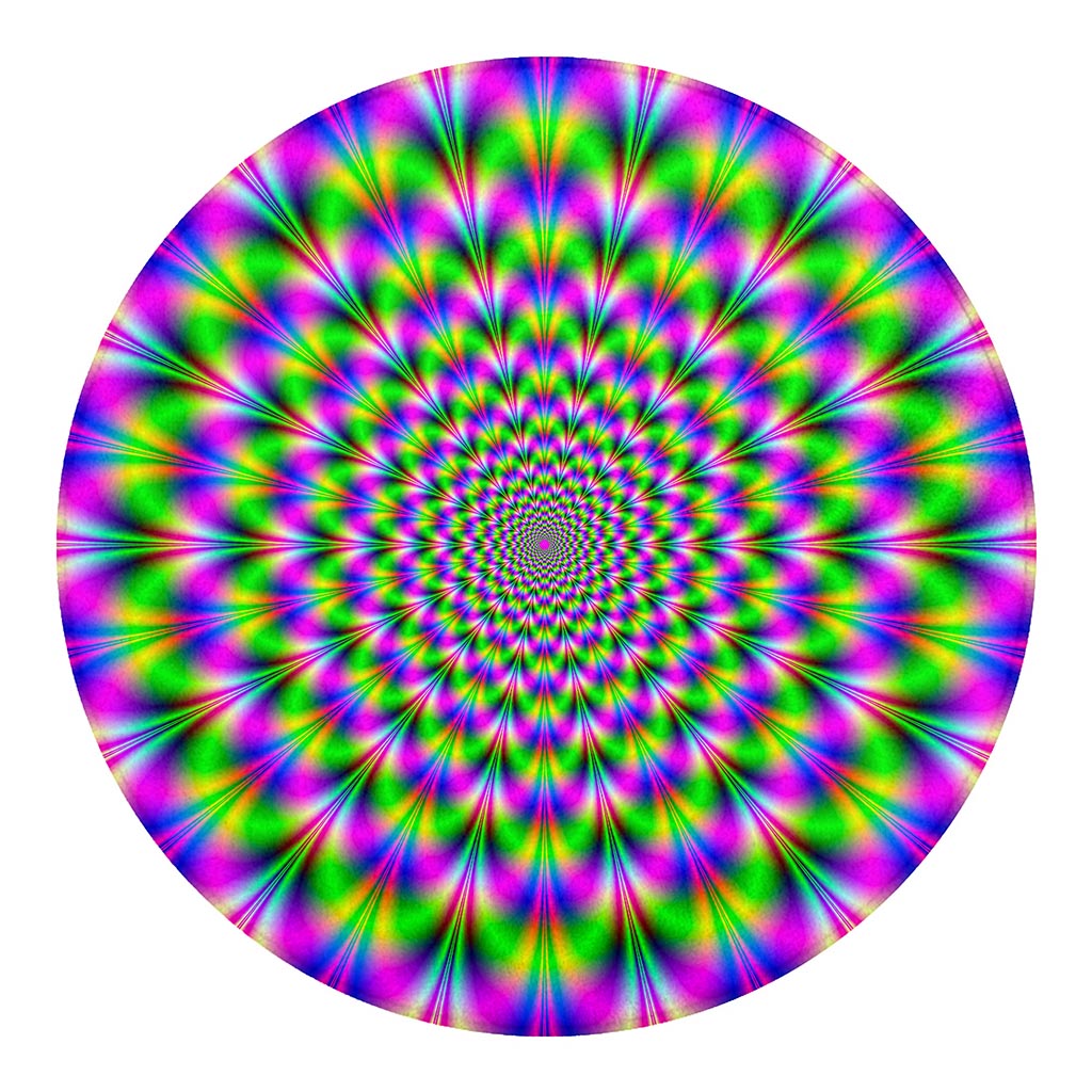 Neon Psychedelic Optical Illusion Round Blanket