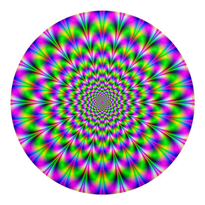 Neon Psychedelic Optical Illusion Round Blanket