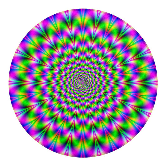 Neon Psychedelic Optical Illusion Round Blanket