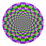Neon Psychedelic Optical Illusion Round Blanket