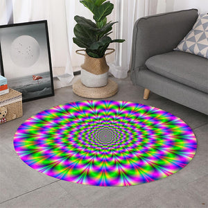 Neon Psychedelic Optical Illusion Round Rug