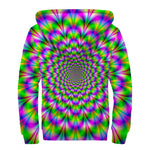 Neon Psychedelic Optical Illusion Sherpa Lined Zip Up Hoodie