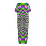 Neon Psychedelic Optical Illusion Short Sleeve Long Nightdress