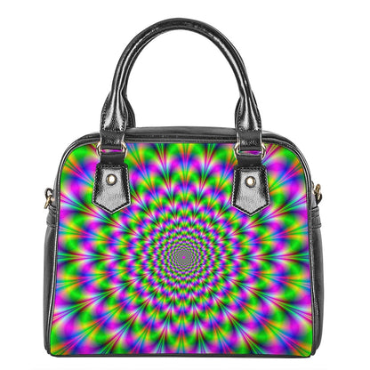 Neon Psychedelic Optical Illusion Shoulder Handbag