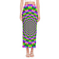 Neon Psychedelic Optical Illusion Side Slit Maxi Skirt