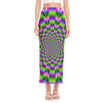 Neon Psychedelic Optical Illusion Side Slit Maxi Skirt