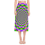 Neon Psychedelic Optical Illusion Side Slit Midi Skirt
