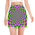 Neon Psychedelic Optical Illusion Side Slit Mini Skirt