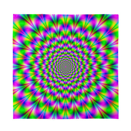 Neon Psychedelic Optical Illusion Silk Bandana