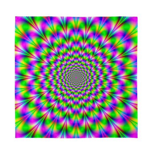 Neon Psychedelic Optical Illusion Silk Bandana