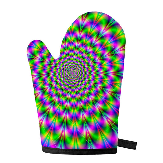 Neon Psychedelic Optical Illusion Single Oven Mitt