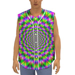 Neon Psychedelic Optical Illusion Sleeveless Baseball Jersey