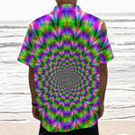 Neon Psychedelic Optical Illusion Textured Short Sleeve Shirt