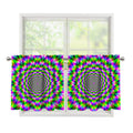 Neon Psychedelic Optical Illusion Tier Curtains