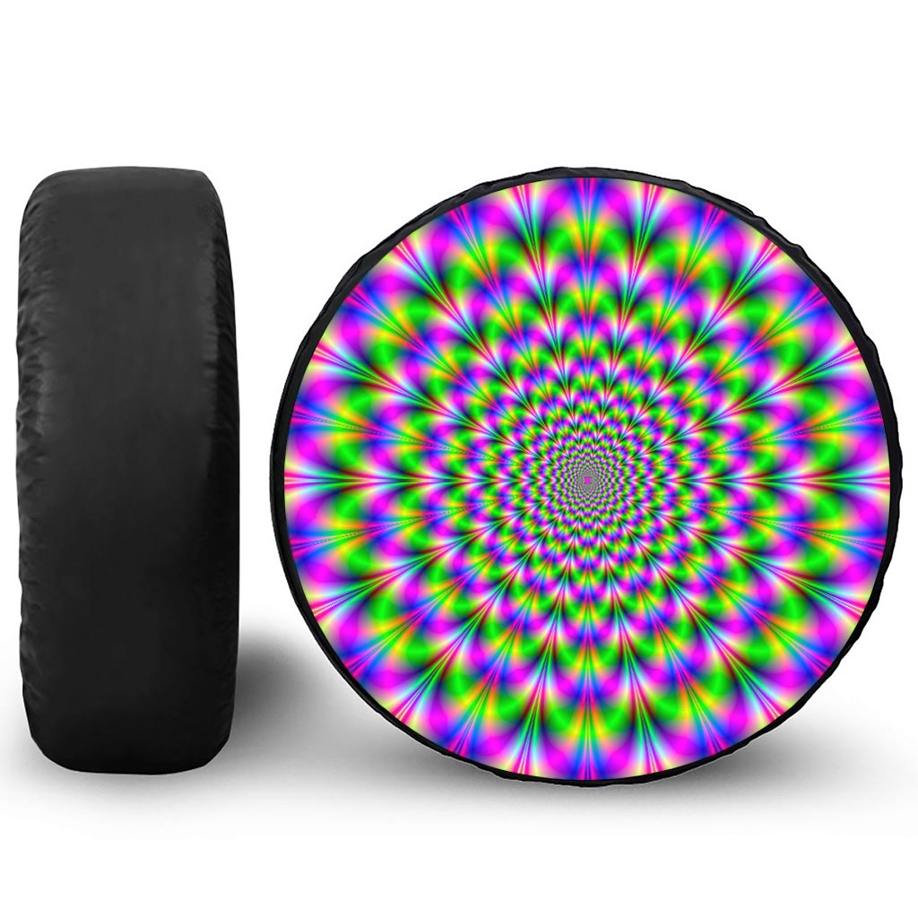 Neon Psychedelic Optical Illusion Tire Cover