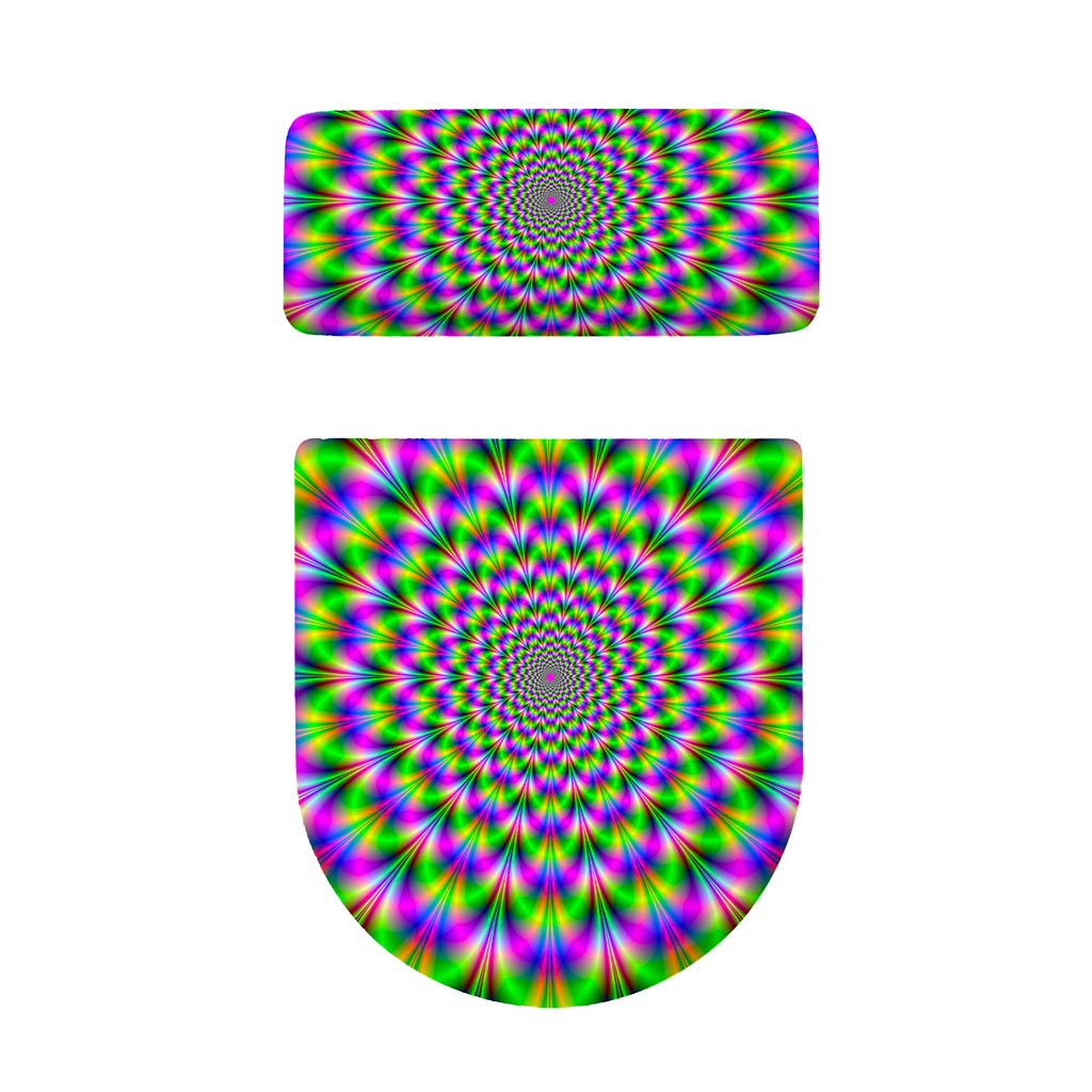 Neon Psychedelic Optical Illusion Toilet Lid And Tank Cover Set