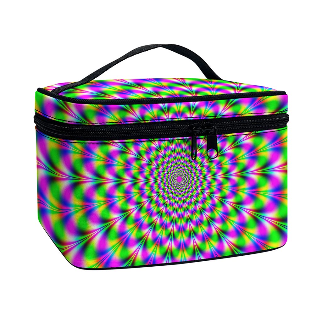 Neon Psychedelic Optical Illusion Travel Makeup Bag