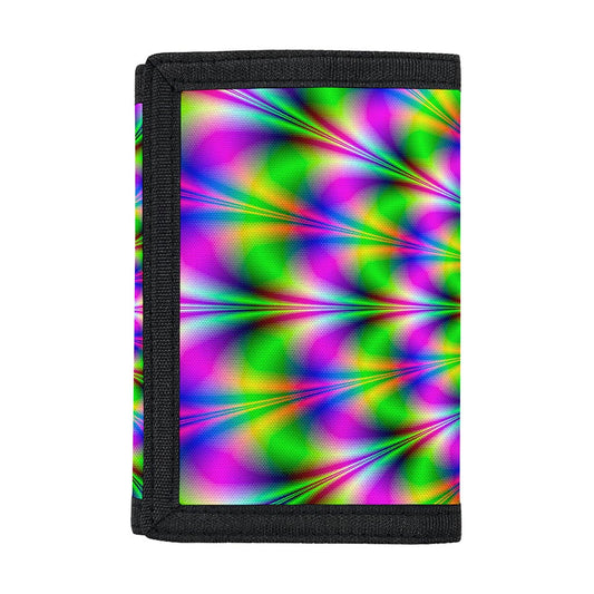 Neon Psychedelic Optical Illusion Trifold Wallet