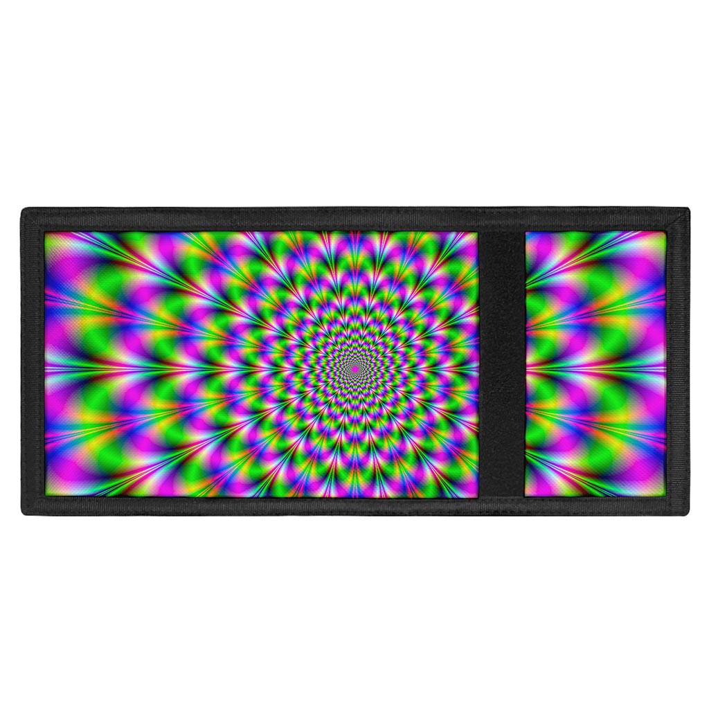 Neon Psychedelic Optical Illusion Trifold Wallet