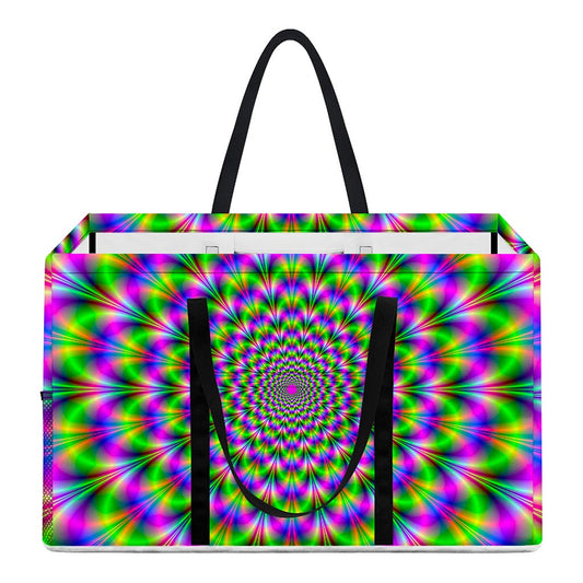 Neon Psychedelic Optical Illusion Utility Tote Bag