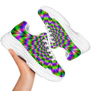 Neon Psychedelic Optical Illusion White Chunky Shoes