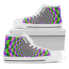 Neon Psychedelic Optical Illusion White High Top Sneakers