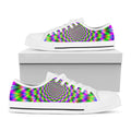Neon Psychedelic Optical Illusion White Low Top Sneakers