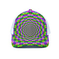 Neon Psychedelic Optical Illusion White Mesh Trucker Hat