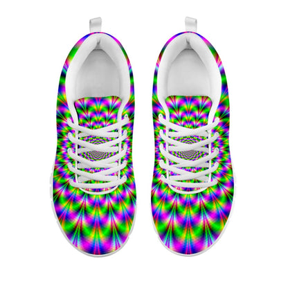 Neon Psychedelic Optical Illusion White Running Shoes