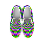 Neon Psychedelic Optical Illusion White Slip On Sneakers