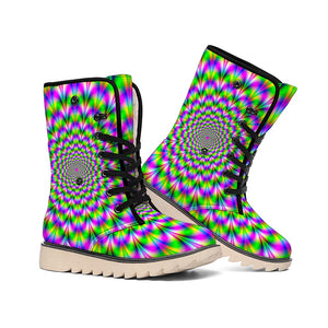 Neon Psychedelic Optical Illusion Winter Boots