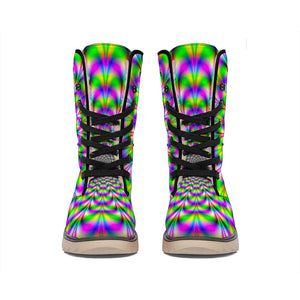 Neon Psychedelic Optical Illusion Winter Boots