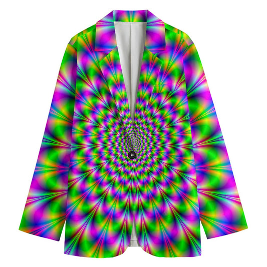 Neon Psychedelic Optical Illusion Women's Blazer